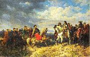 King Jan III Sobieski meets emperor Leopold I near Schwechat Artur Grottger